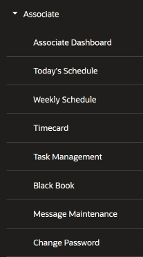 Associate Tasks Menu