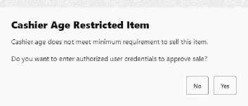 Cashier Age Restricted Item Cashier Age Restricted Item