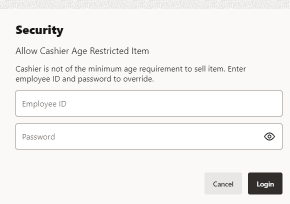 Cashier Age Restricted Item Override Cashier Age Restricted Item Override