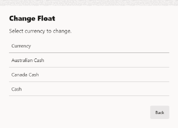 Change Float - Currency List