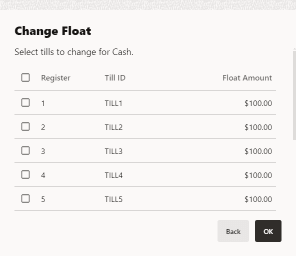 Change Float Till List