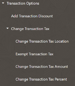 Change Transaction Tax Menu