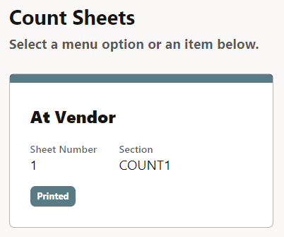 Count Sheet - Status Printed Count Sheet - Status Printed