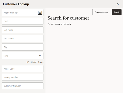 Customer Search Criteria