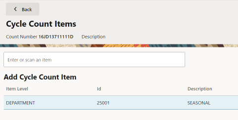 Cycle Count Items - Merch Level and Item Level Cycle Count Items - Merch Level and Item Level