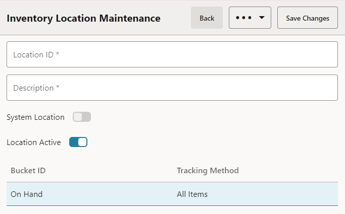 Defining a New Inventory Location