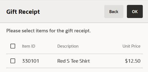 Electronic Journal Gift Receipt Items