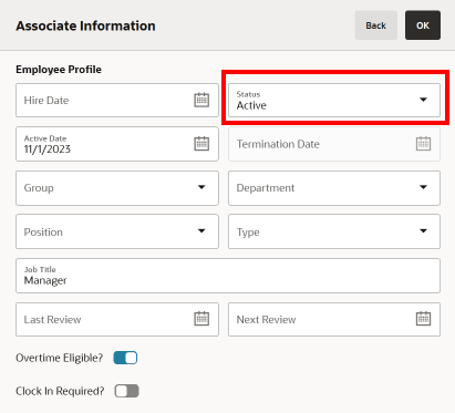 HR Tab Edit Associate Option