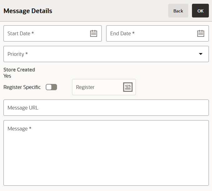 Message Details - New Message Form Message Details - New Message Form