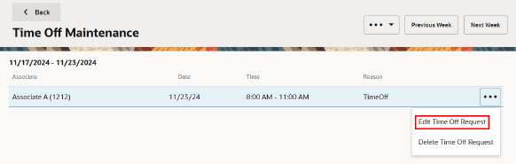 Time Off Maintenance