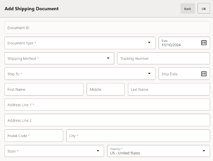 Add Shipping Document Add Shipping Document
