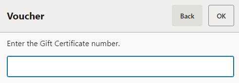 Gift Certificate Tender Gift Certificate Tender