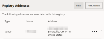 Gift Registry Address List