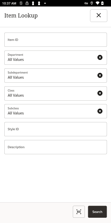 Item Lookup Criteria - Handheld
