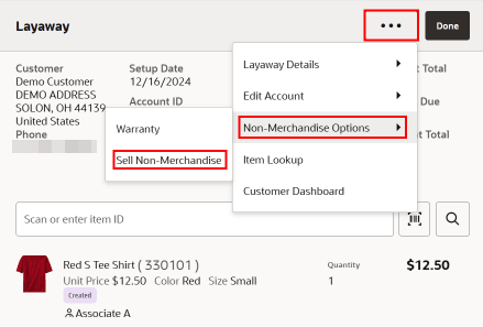 Layaway Header Overflow Menu
