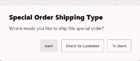 Special Order Shipping Destination