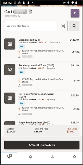 Handheld Transaction View Handheld Transaction View