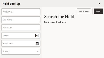 Hold Account Search Form