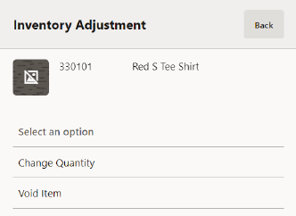 Inventory Adjustment Options Menu Inventory Adjustment Options Menu