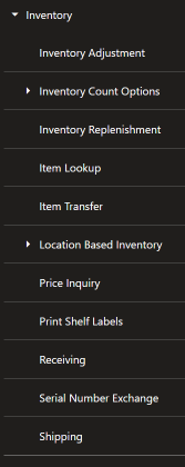 Inventory Menu Inventory Menu