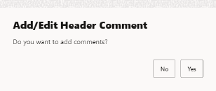 Header Comment Confirmation