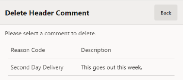 Delete Header Comment Selection