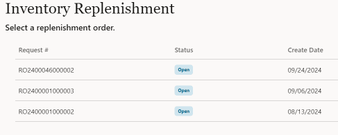 Inventory Replenishment Document Search Results