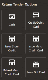 Local Order Return Tender Types for Customer Present