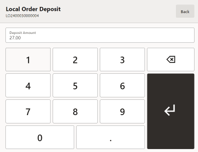 Enter Deposit Amount for Local Order