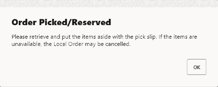Local Inventory Order Picked