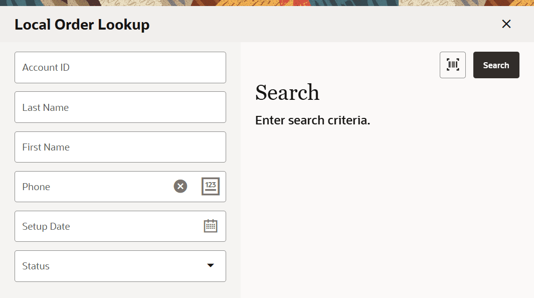 Local Inventory Order Search Form