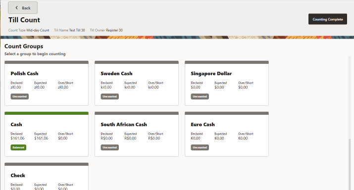 Mid-day Count Summary Mid-day Count Summary