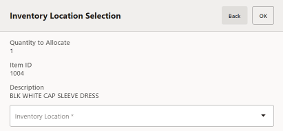 Select Source Location for Item Being Reconciled