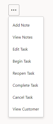Task Options Menu Task Options Menu