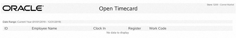 Open Timecard Report