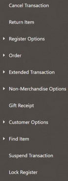 Sale Screen Main Menu