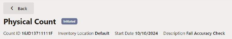 Physical Count Initiated - Mobile Tablet Physical Count Initiated - Mobile Tablet