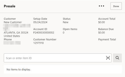 Presale Item ID Prompt