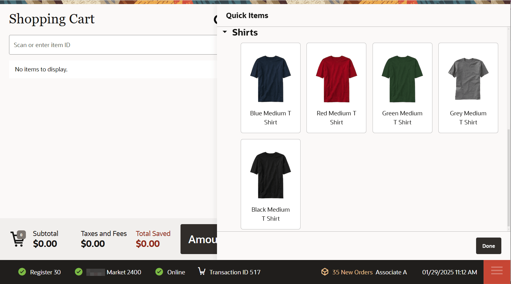 Quick Items Drawer Quick Items Drawer