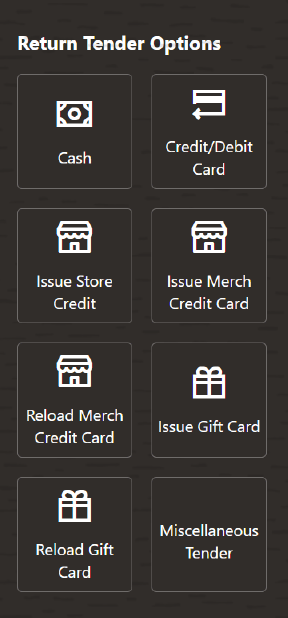 Return Tender Options Return Tender Options