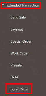 Extended Transaction Menu