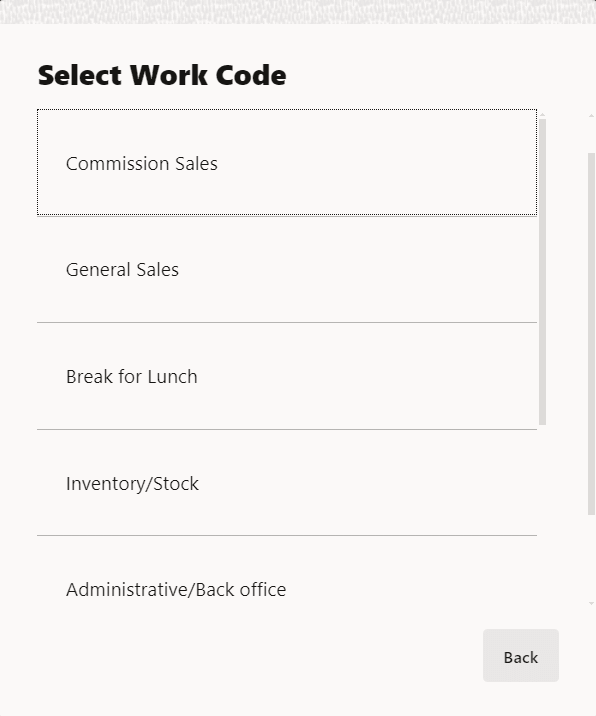 Select Work Code Select Work Code