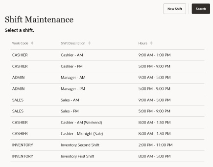 Shift List