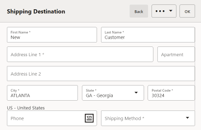 Special Order Shipping Destination - Customer