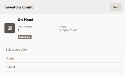 Supply Count Menu Options Supply Count Menu Options