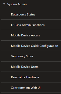 System Admin Menu System Admin Menu