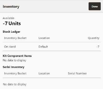 Item Dashboard - Inventory