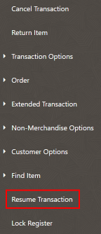 Shopping Cart - Resume Transacton