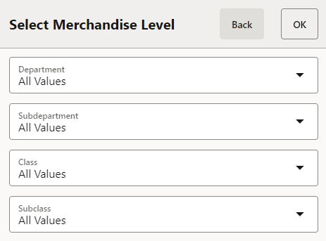 Merchandise Levels List Merchandise Levels List