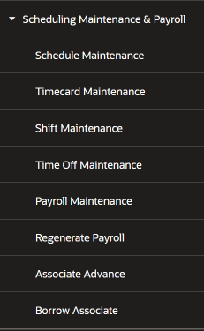Time and Attendance Menu Options